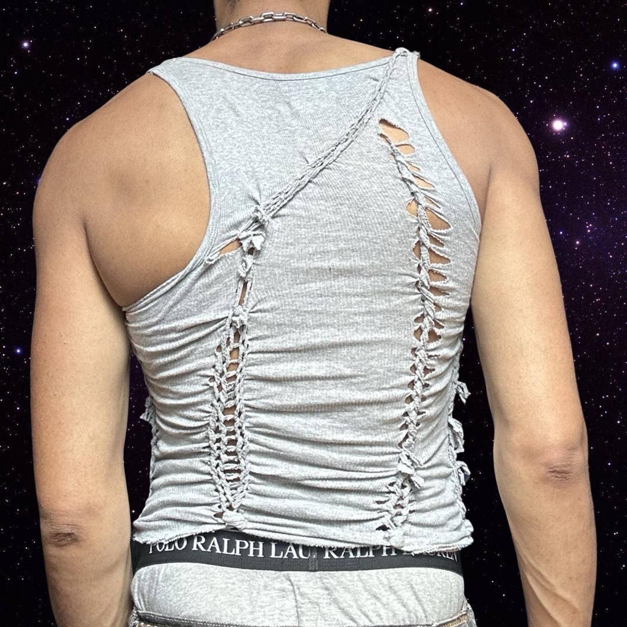ASTROBOI* 'Concrete' Gray Twist Braided Tank Top - back