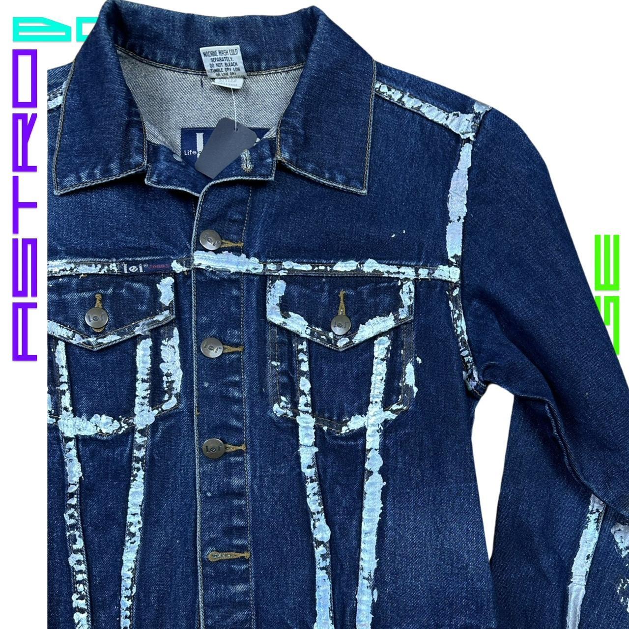 ASTROBOI* CROPPED DENIM JACKET WITH IRIDESCENT PIPING _ MEDIUM