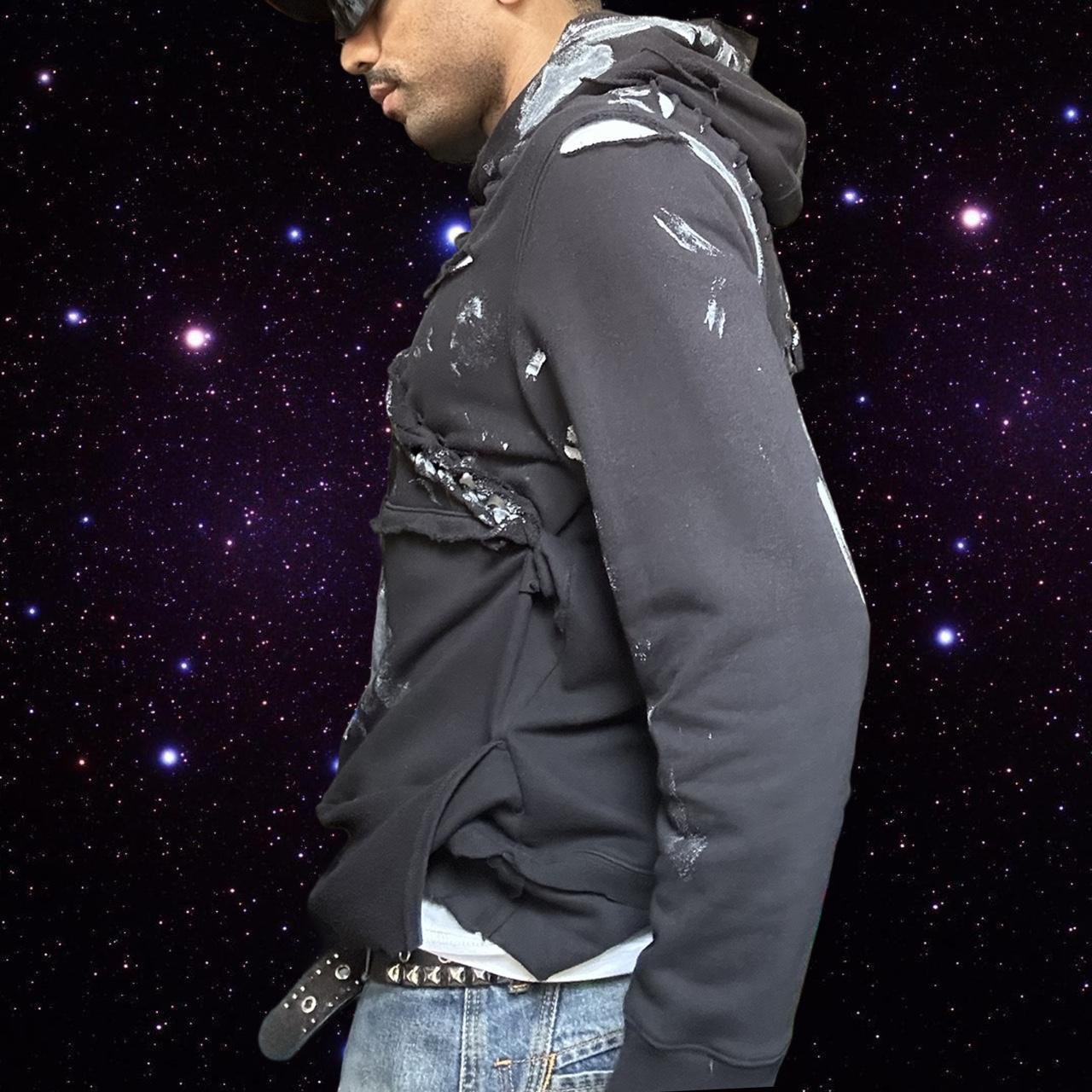 ASTROBOI* Black Braided & Deconstructed Painted Sweatshirt- left