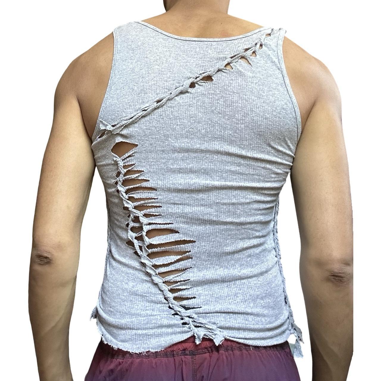 ASTROBOI* 'Jude' Gray Knotted Twist Braided Tank Top – back