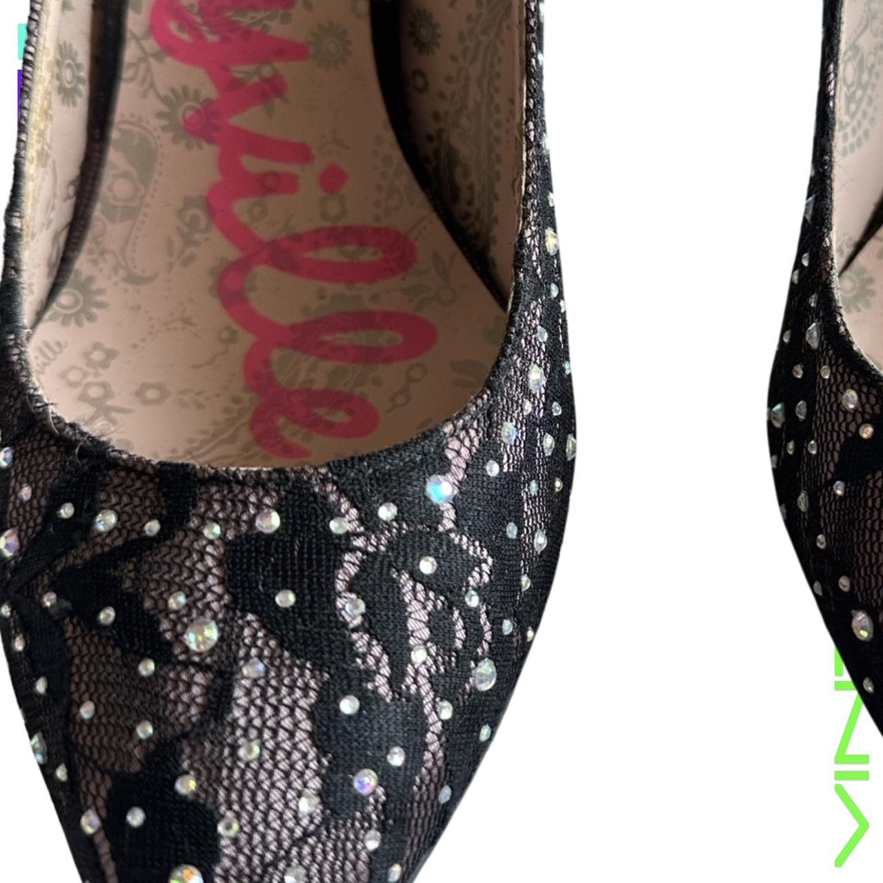 VINTAGE BETSEY JOHNSON RHINESTONE LACE HEELS_ 8.5