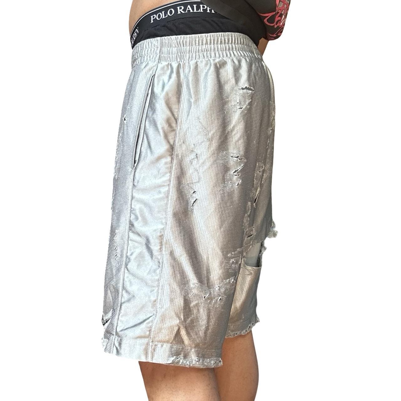 Nike Distressed Silver Rhinestone Basketball Shorts - left