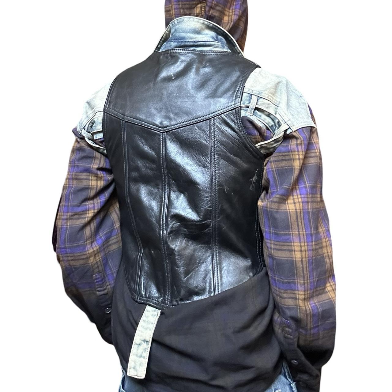 Vintage Black Leather Western Vest, back