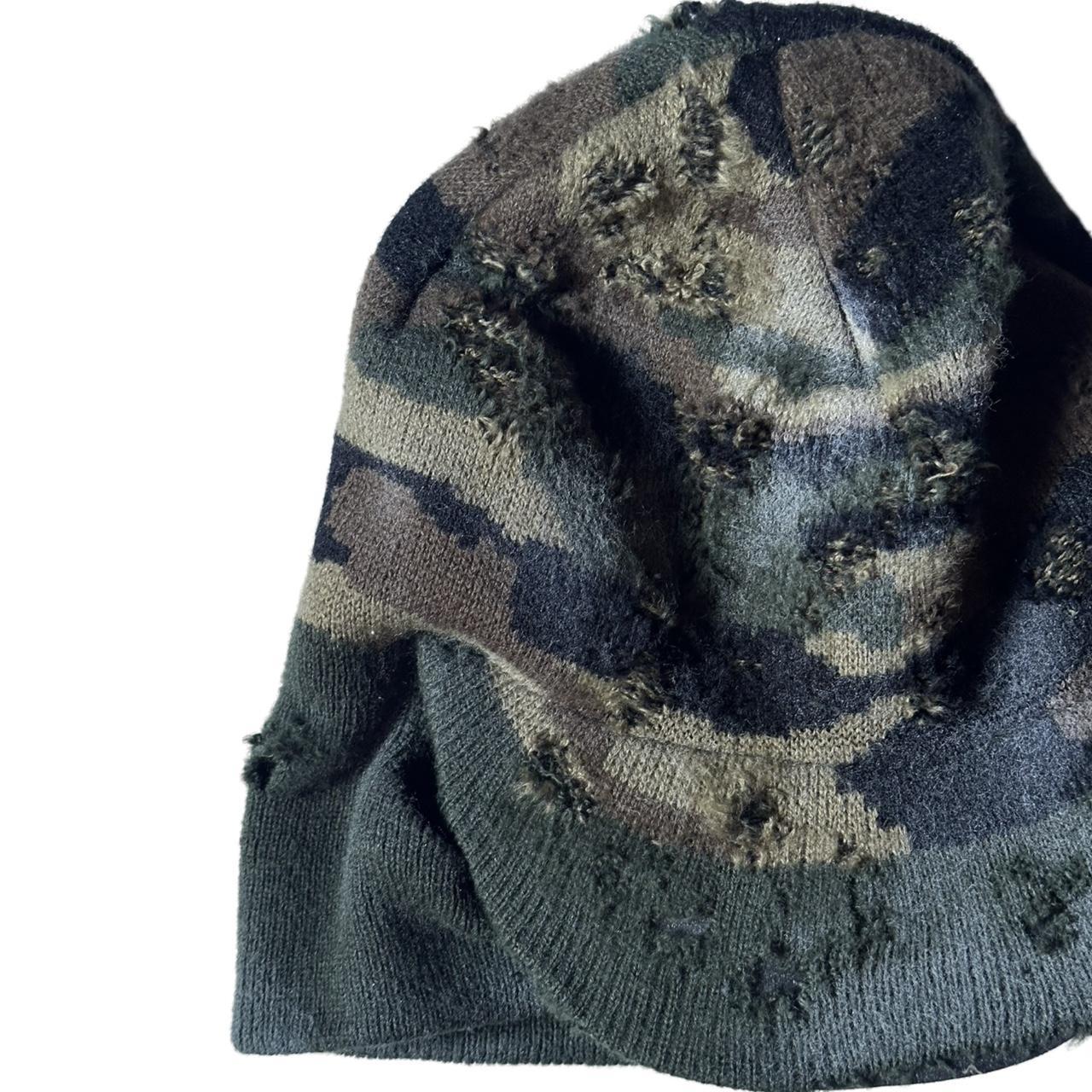ASTROBOI* Distressed Green Camouflage Beanie Cap