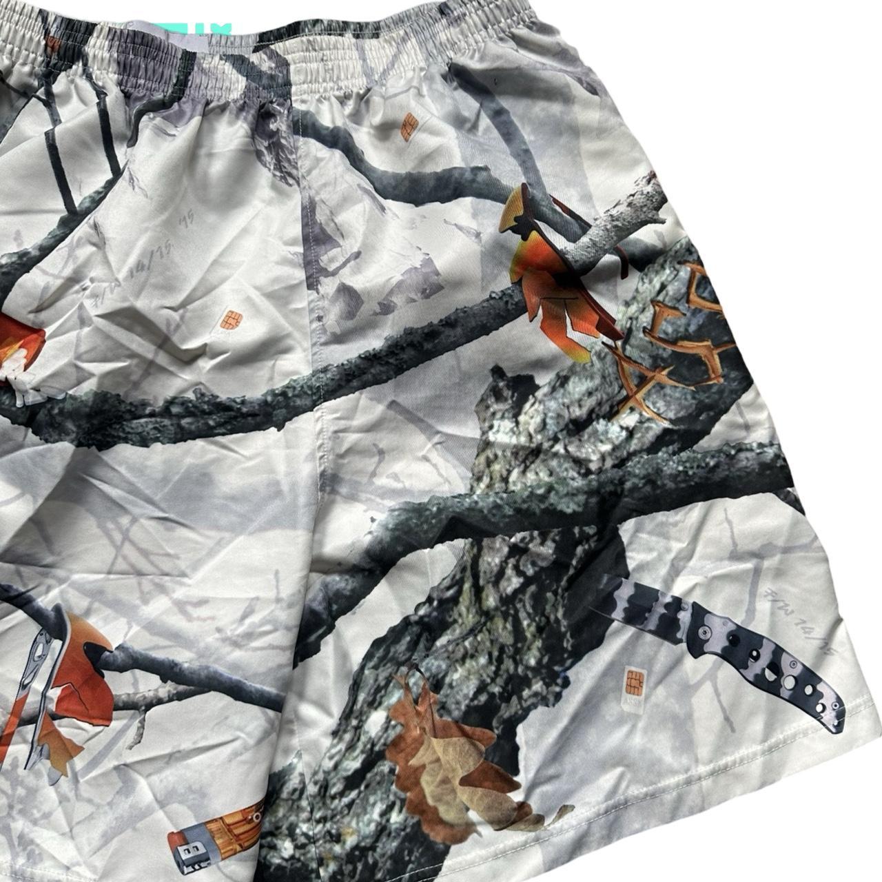 ASSK White Modern Real Tree Camo Nylon Shorts - Large