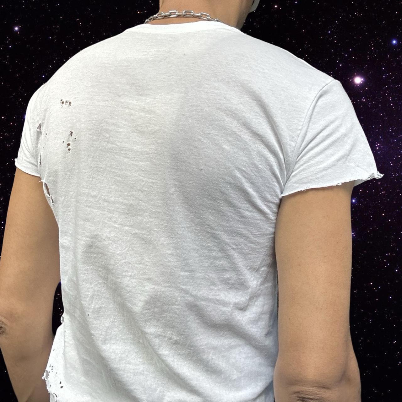 ASTROBOI* x Hanes Perfect White Ripped Grunge T-shirt - back