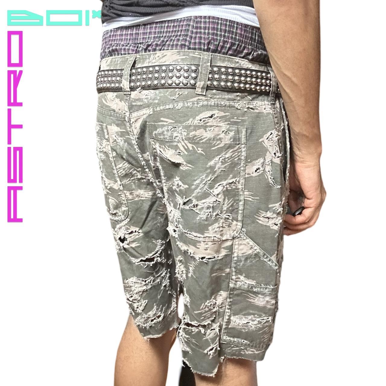 ASTROBOI* ABERCROMBIE & FITCH GREEN RIPPED CAMOUFLAGE PAINTERS GRUNGE SHORTS _ 34" WAIST