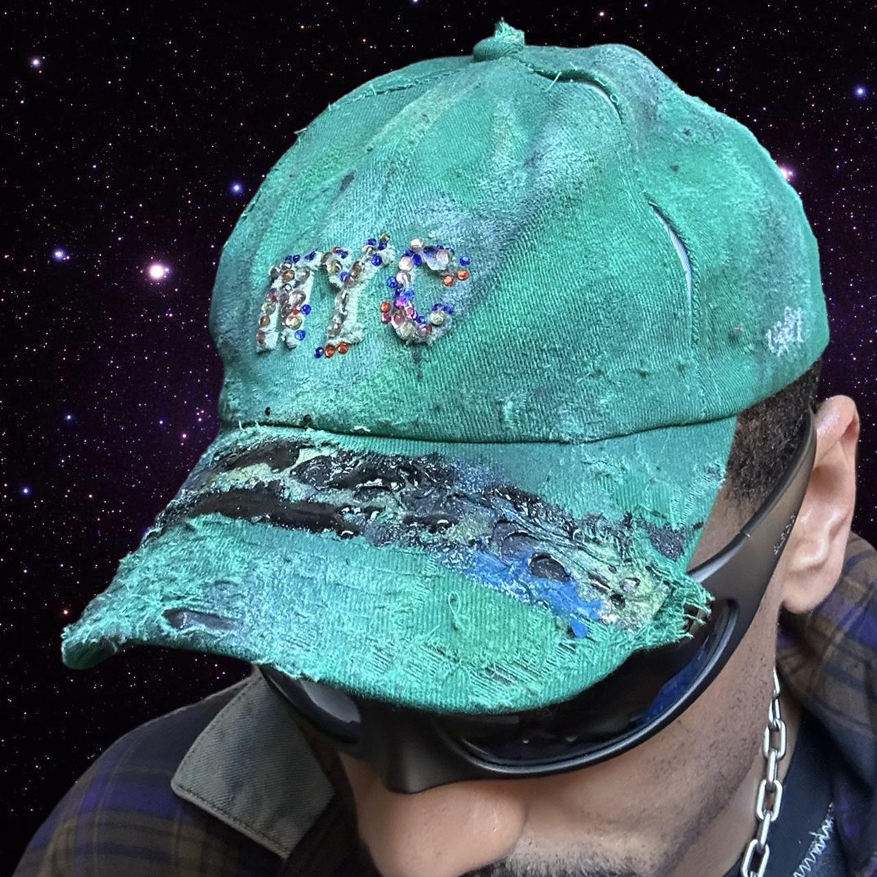 ASTROBOI* 'Smith' NYC Green Distressed Rhinestone Hat