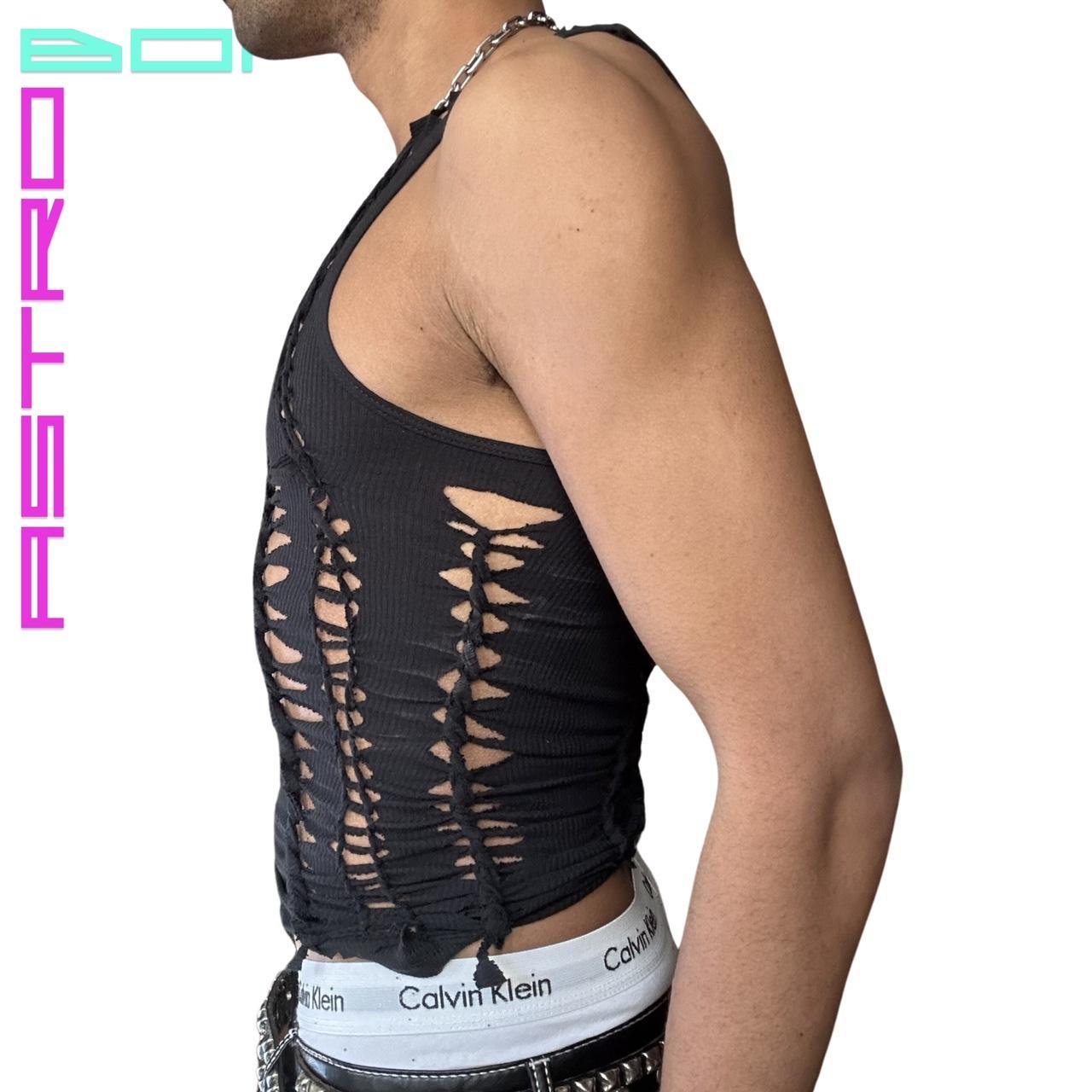ASTROBOI* 'DIVERGENT' BLACK BRAIDED TANK TOP
