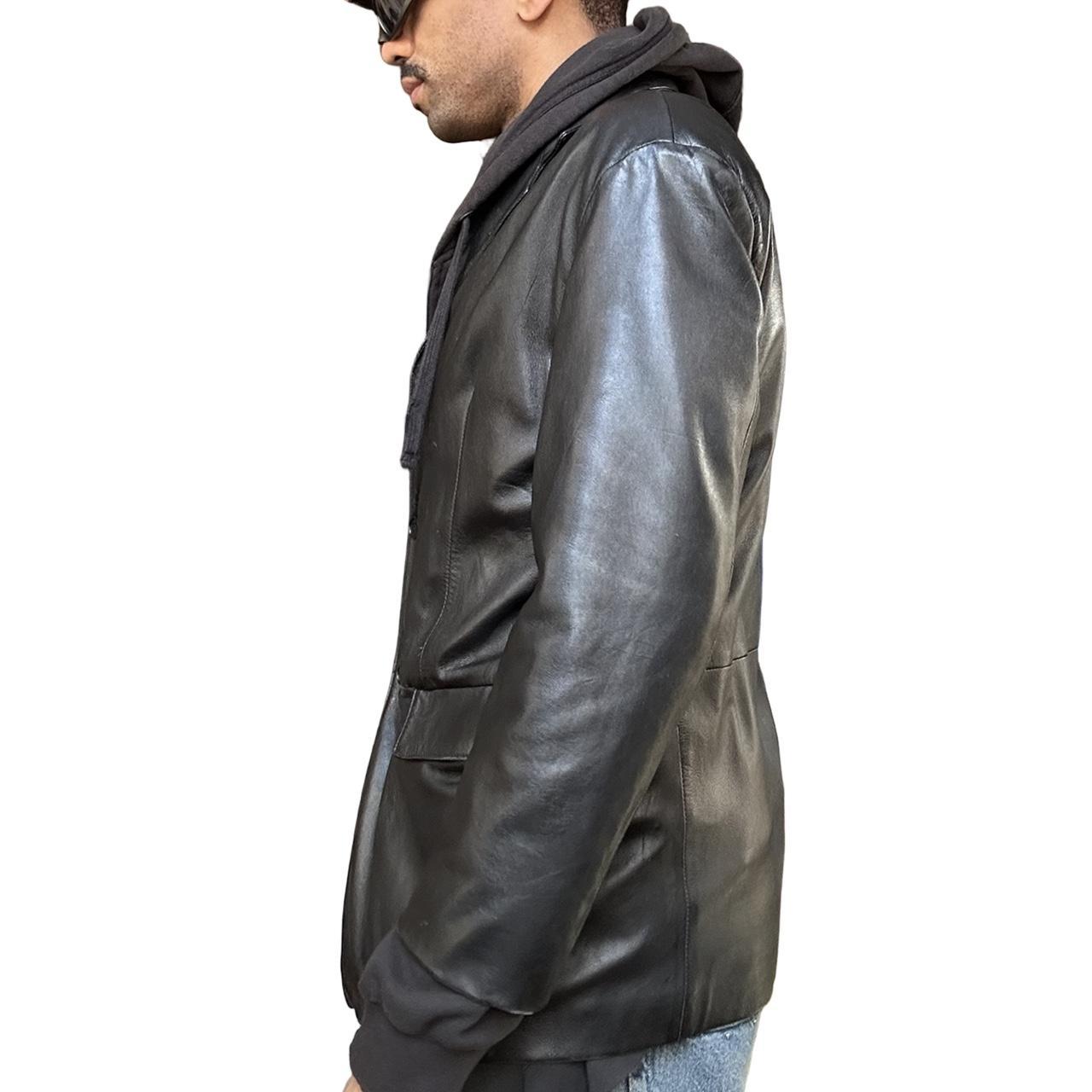 Sisley Black Leather Blazer, left