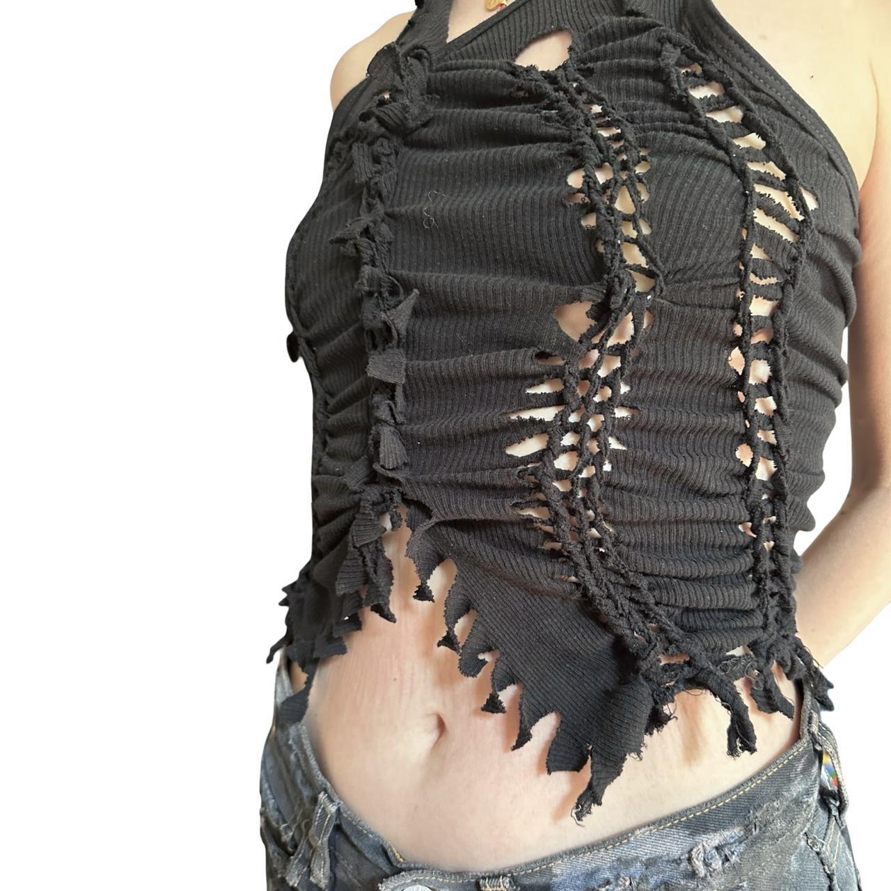 ASTROBOI* 'Onyx' Black Braided Twist Tank Top – front left
