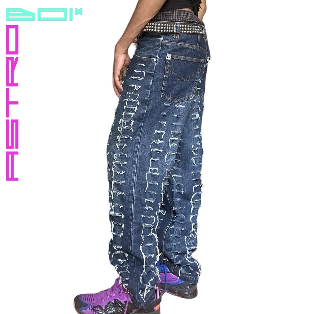 ASTROBOI* SLASH TIERS BLUE FADED GRUNGE JEANS _ 31"