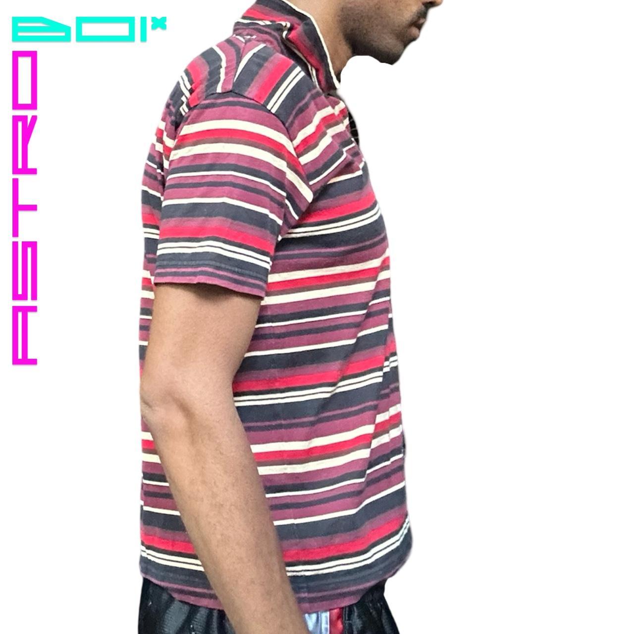 VINTAGE ISSEY MIYAKE MEN STRIPED COTTON POLO_ SMALL