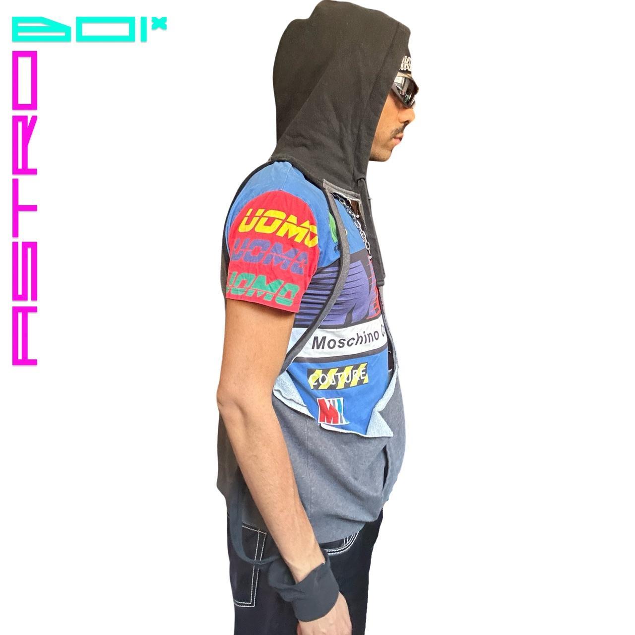 ASTROBOI* Black & Gray Deconstructed Zip Up Hoodie _ XXL