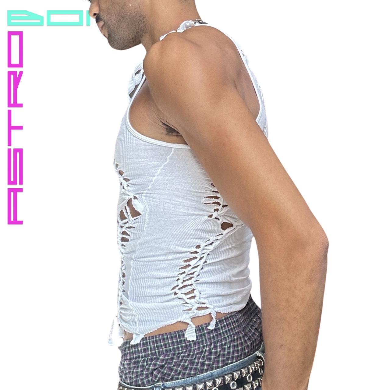ASTROBOI* 'Cosmo' White Braided Sleeveless Tank Top - Medium