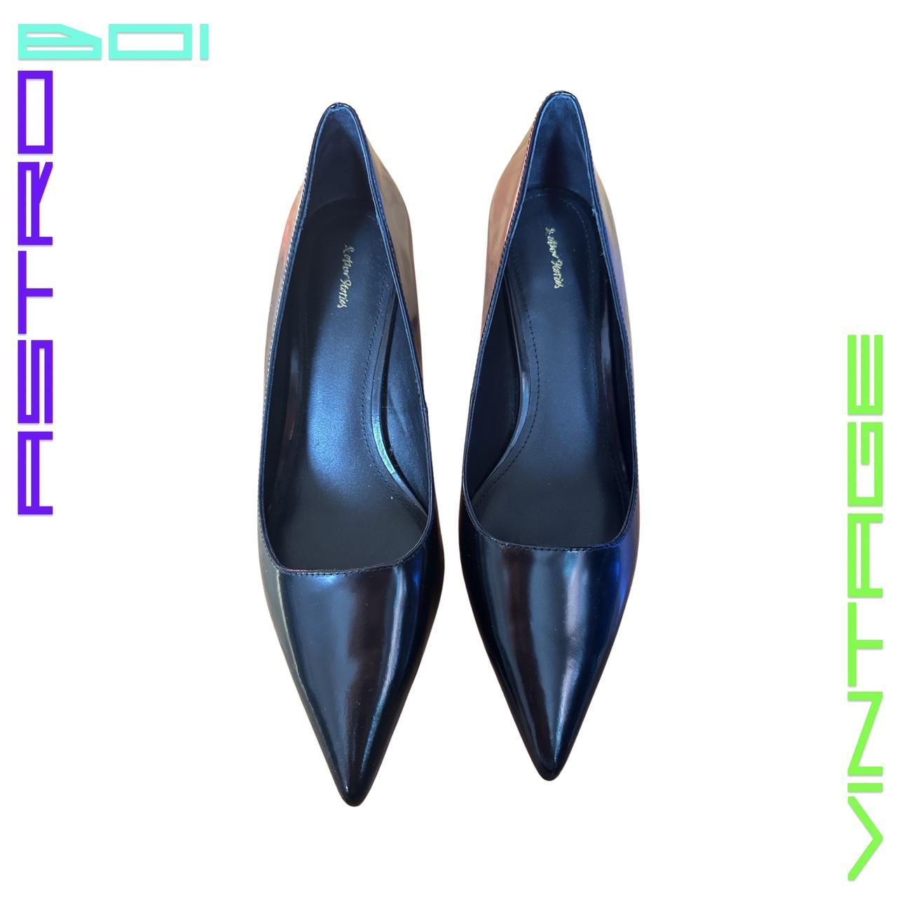 & OTHER STORIES BLACK LEATHER POINTED TOE HEELS