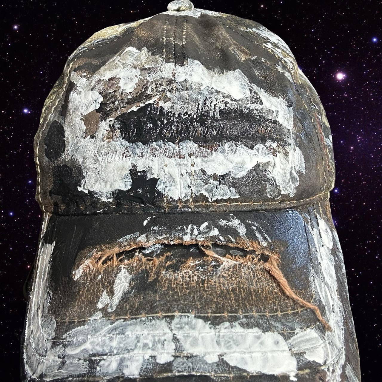 ASTROBOI* x Mossy Oak Brown Camo Painted Hat - close up