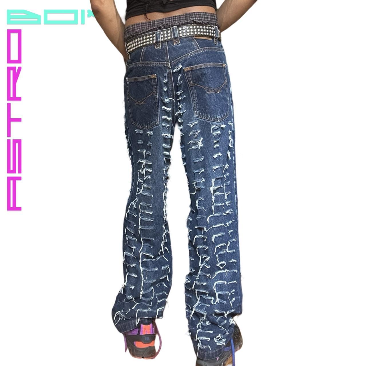 ASTROBOI* SLASH TIERS BLUE FADED GRUNGE JEANS _ 31"