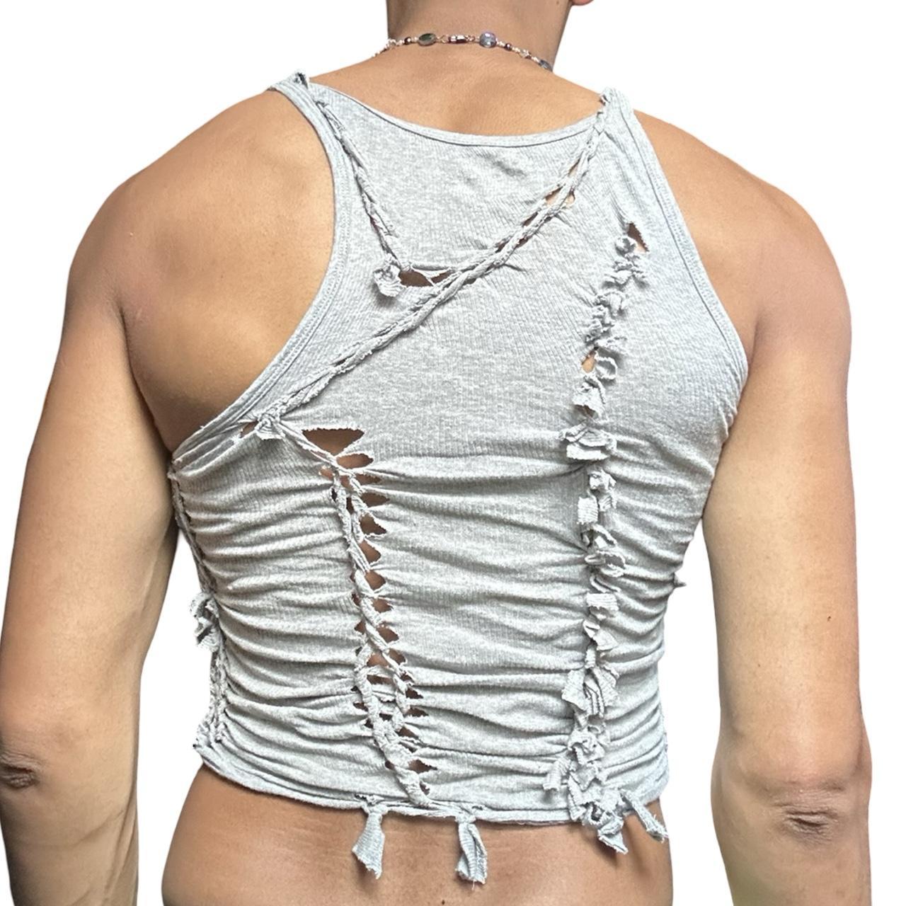 ASTROBOI* 'Ambiguous' Gray Braided Twist Tank Top - back