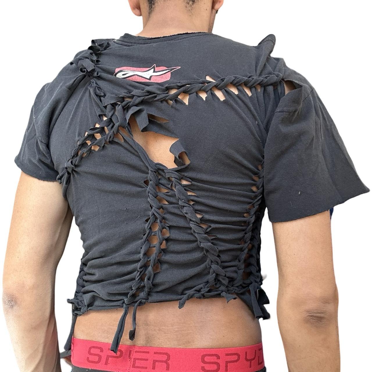 ASTROBOI* x Alpinestars Black Braided Cut Out T-Shirt, back