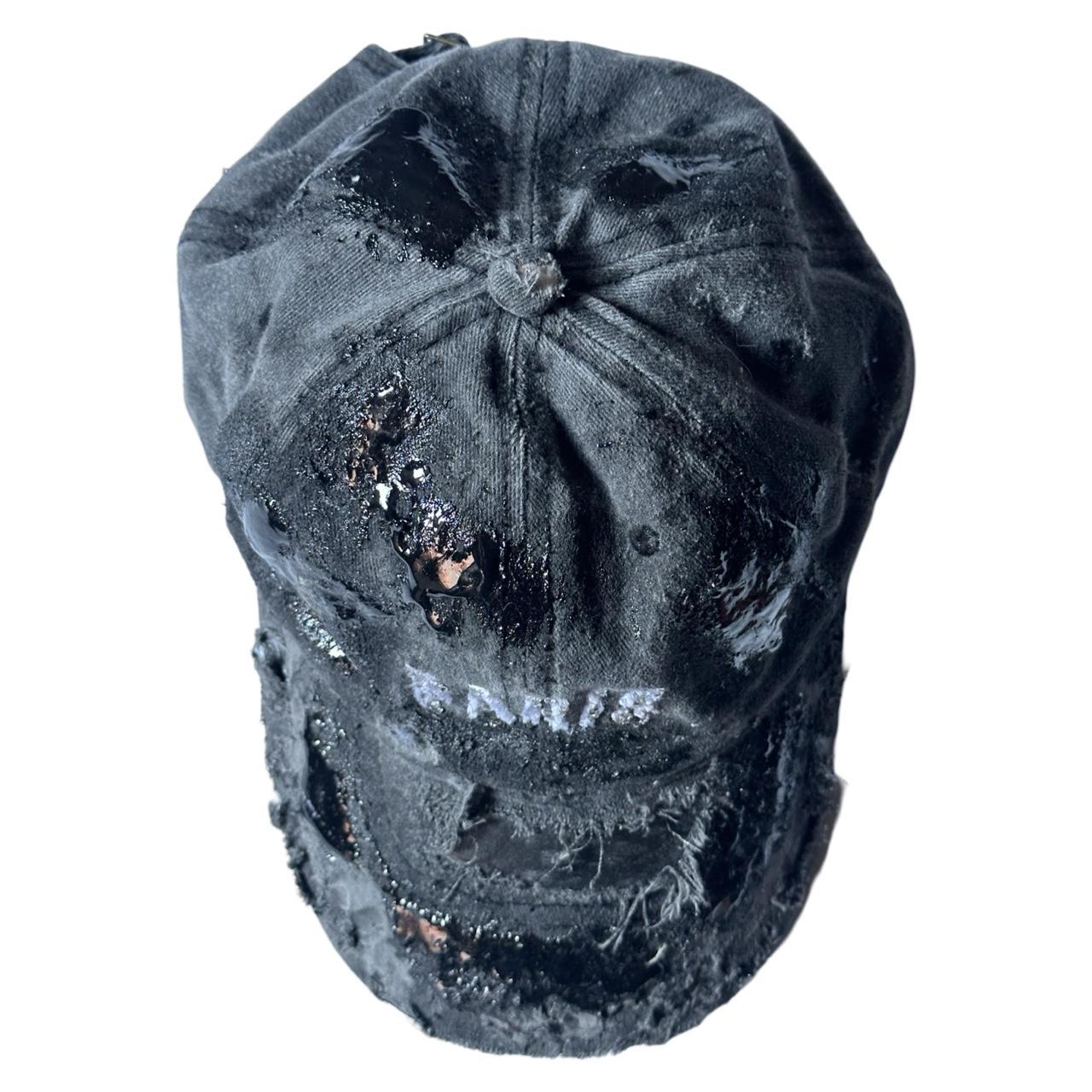 ASTROBOI* 'Muddy Paris' Distressed Resin & Rhinestone Black Hat