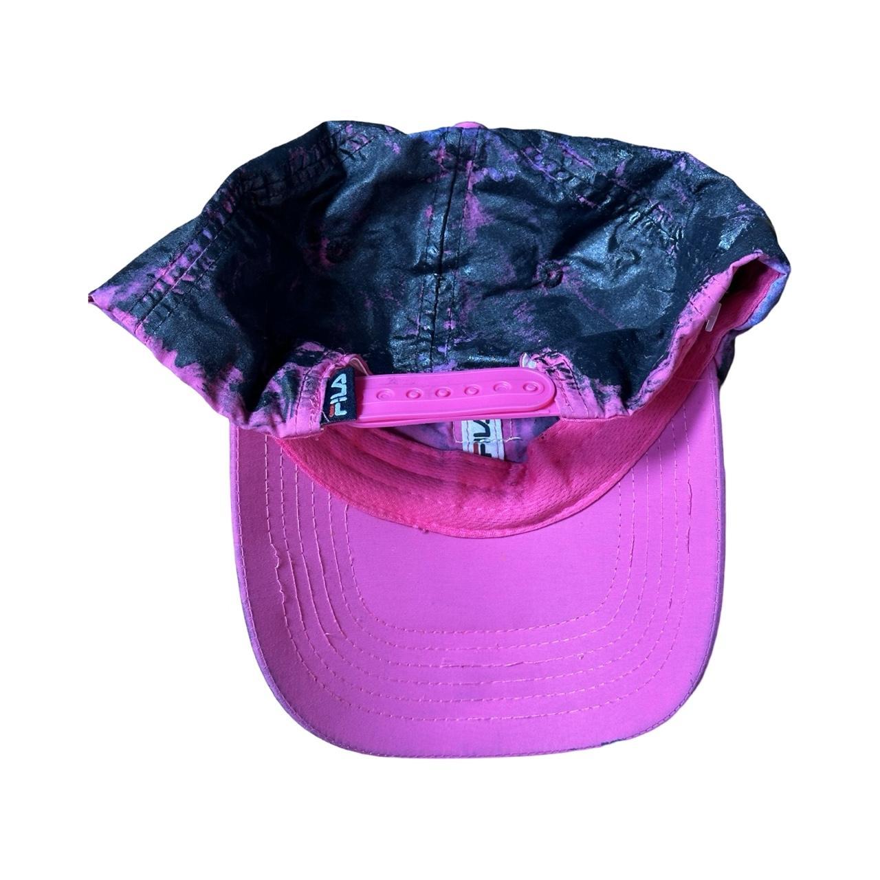 ASTROBOI* x Fila Pink Tar Distressed Rhinestone Hat , flat back