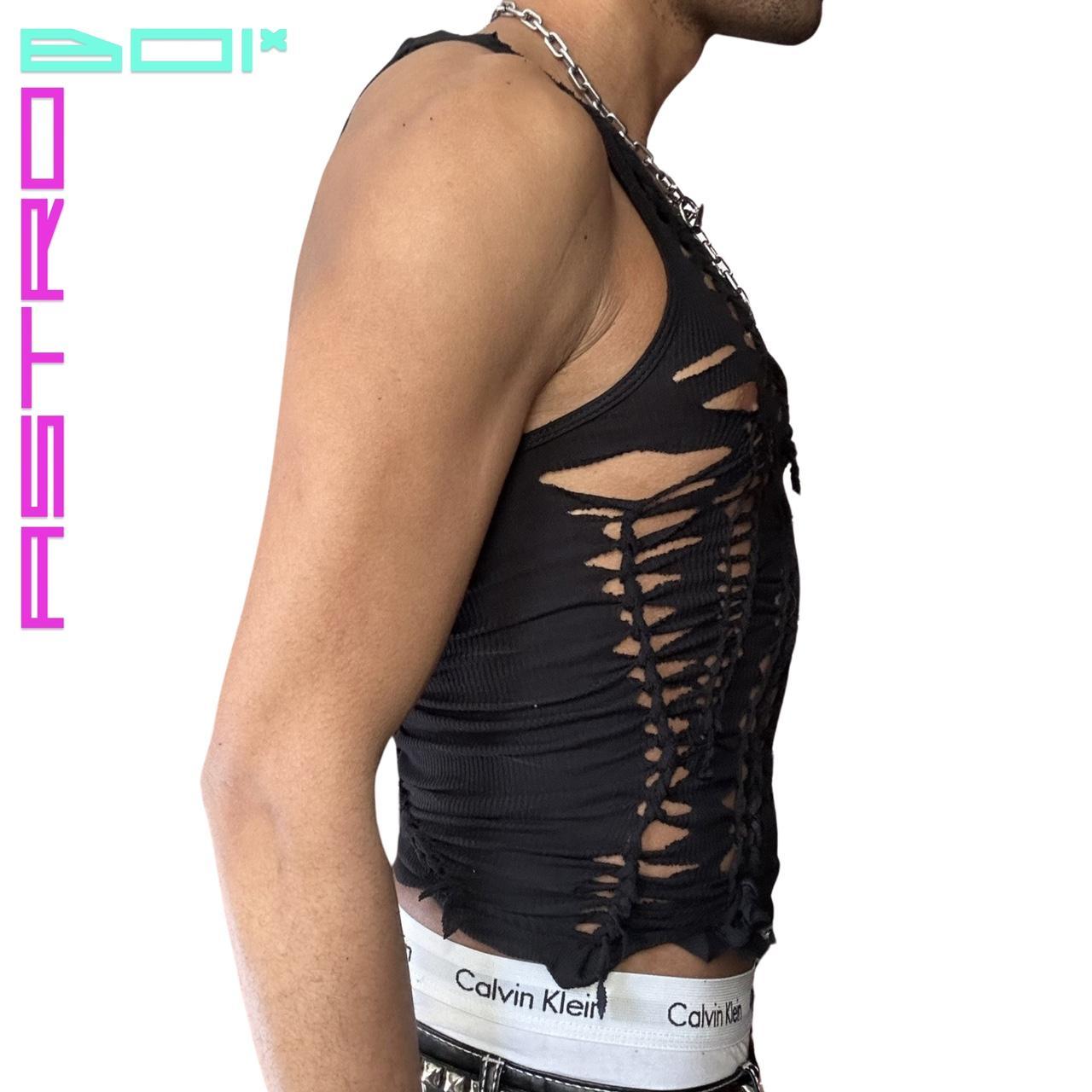 ASTROBOI* 'DIVERGENT' BLACK BRAIDED TANK TOP