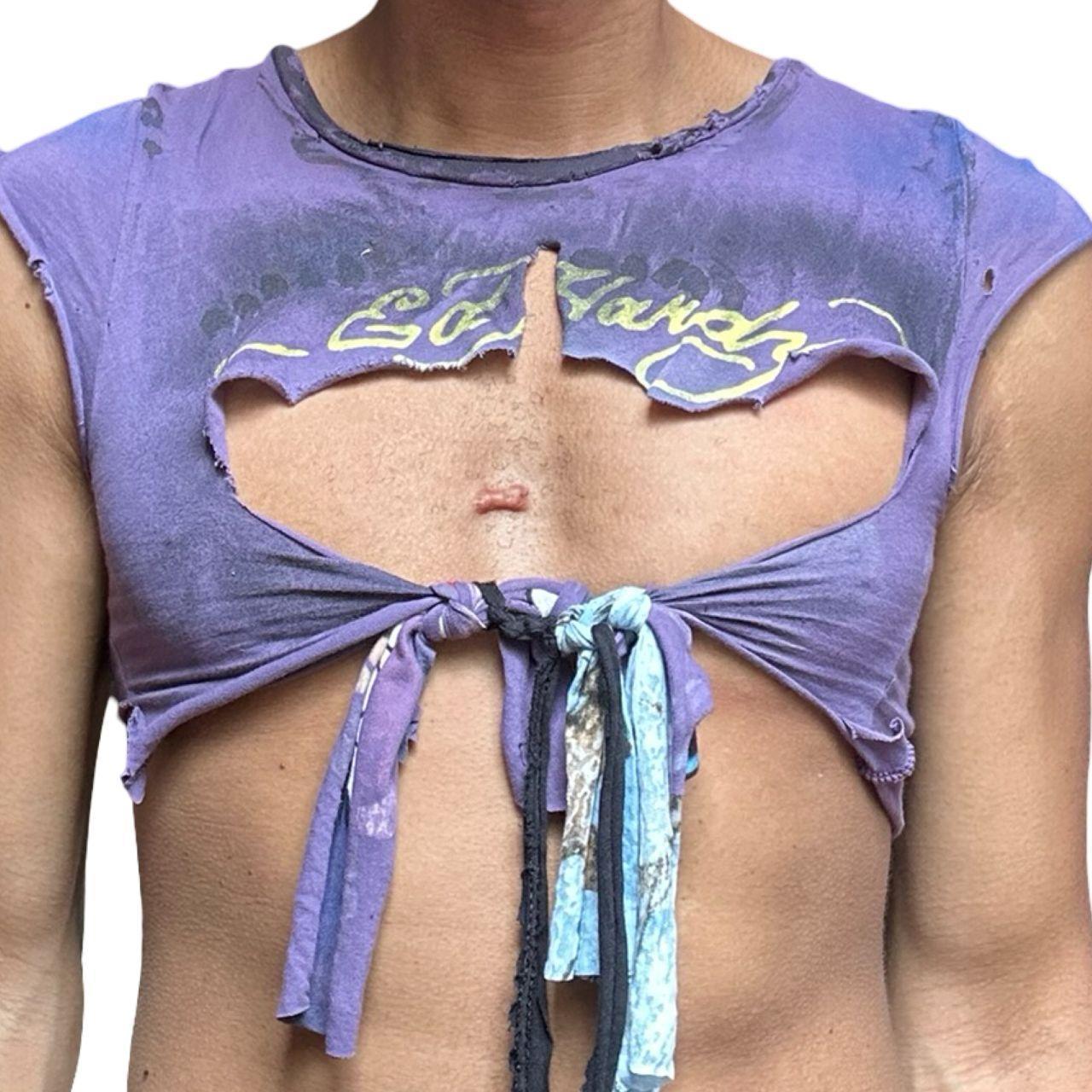 ASTROBOI* x Ed Hardy Purple Twist Crop Top – front 2