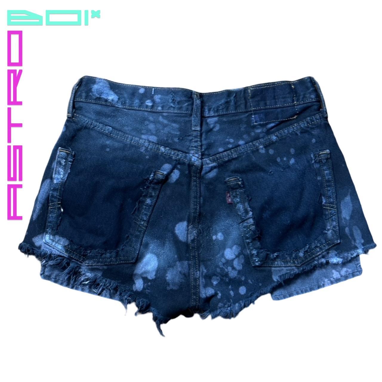 ASTROBOI* X LEVIS RIPPED BLACK BLEACHED DENIM SHORTS_ 29"