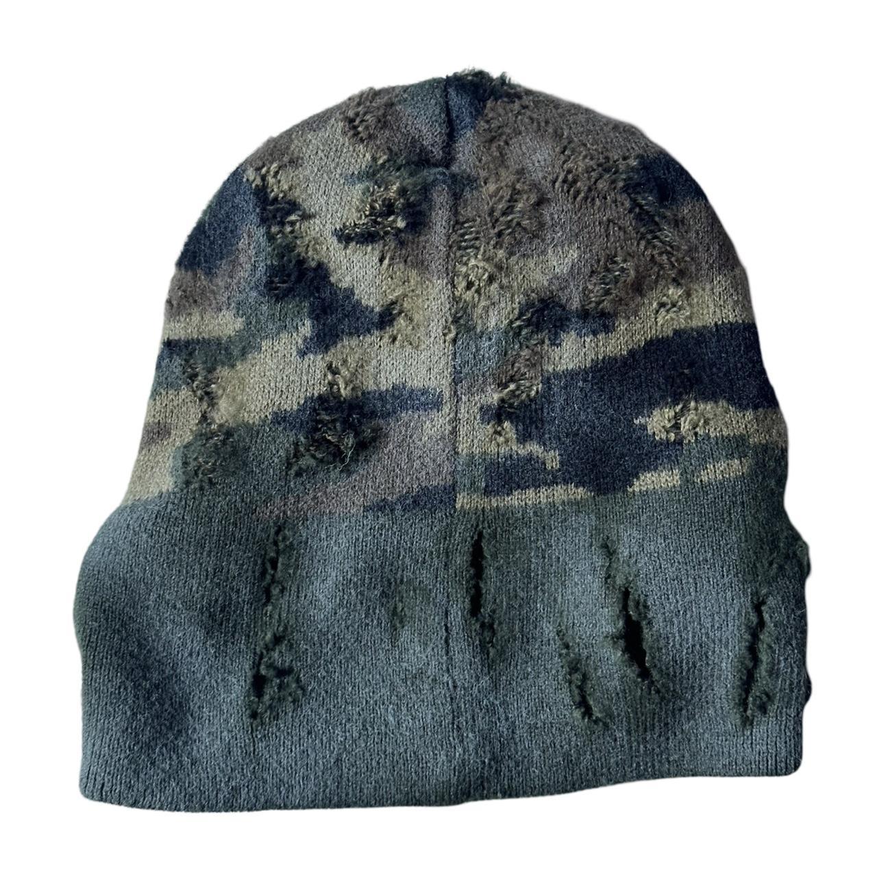 ASTROBOI* Distressed Green Camouflage Beanie Cap