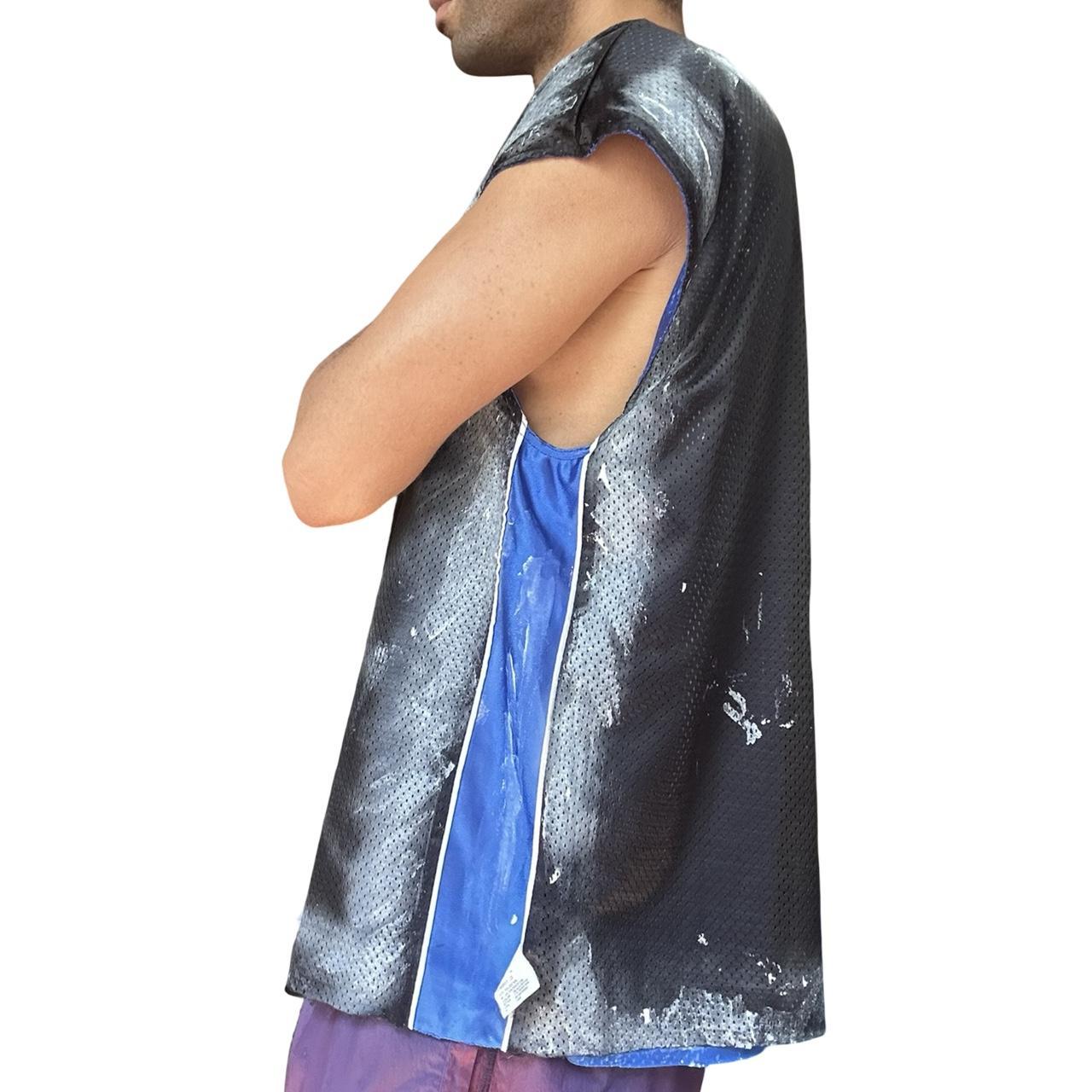 Starter Black & Blue Ripped Mesh Tank Top - left