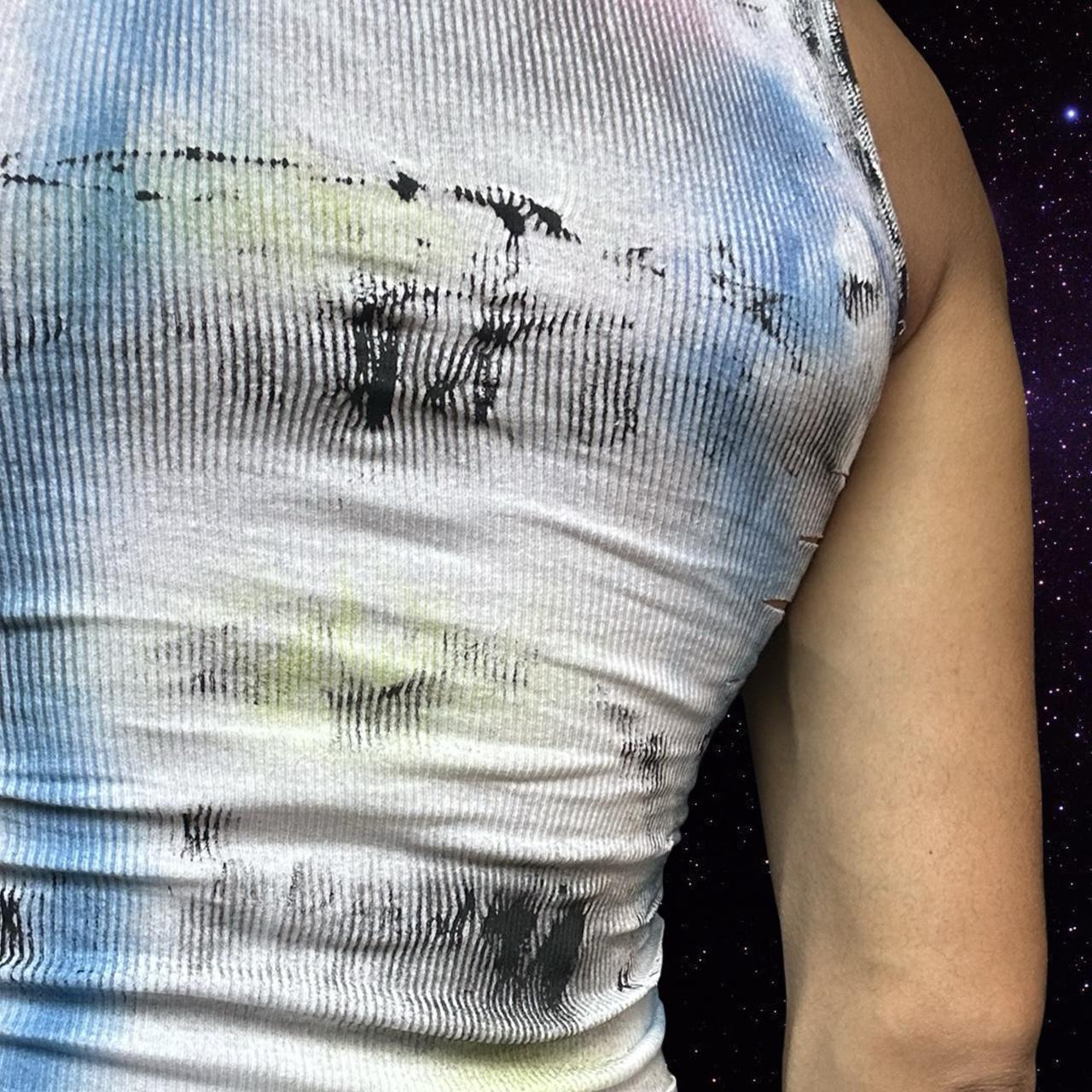 ASTROBOI* 'Super Nova' White Slashed Tank Top - back 2