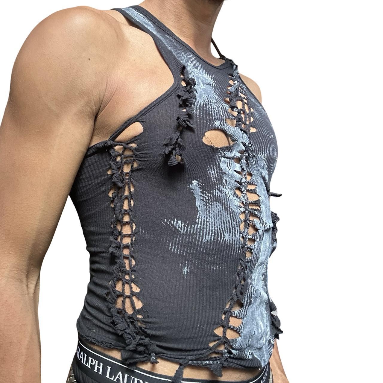 ASTROBOI* 'Shadow Play' Gildan Black Twist Braided Tank Top - front right