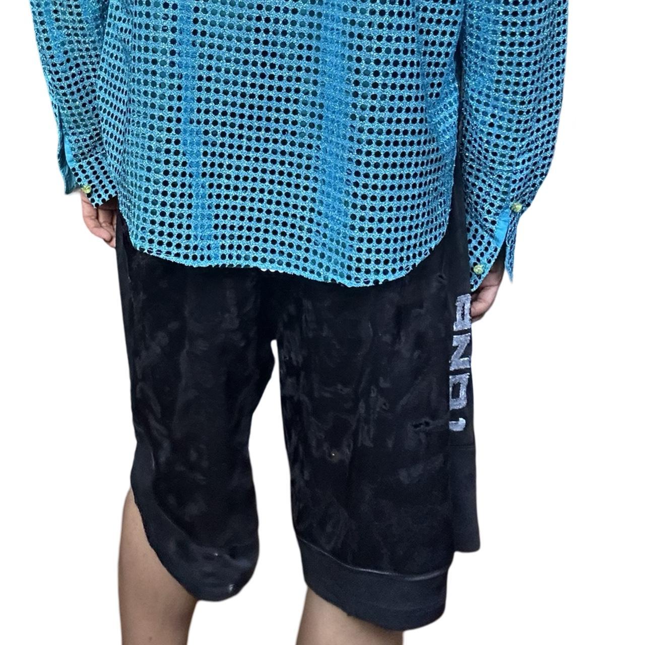 ASTROBOI* ANDONE Men's Black Distressed Baggy Basketball Shorts - XL