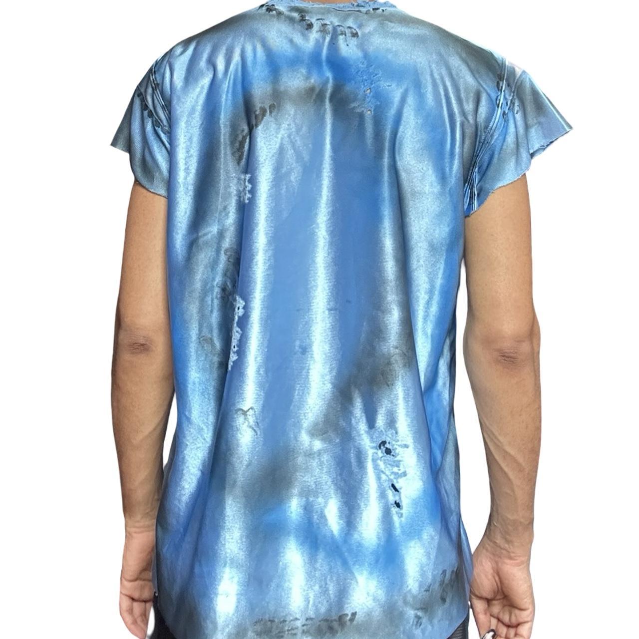ASTROBOI* V-neck Deconstructed Blue Painted T-shirt Jersey – back