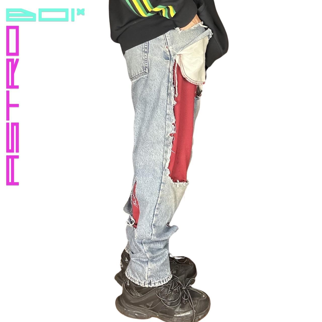 ASTROBOI* RIPPED FLANNEL JEANS _ 38x36