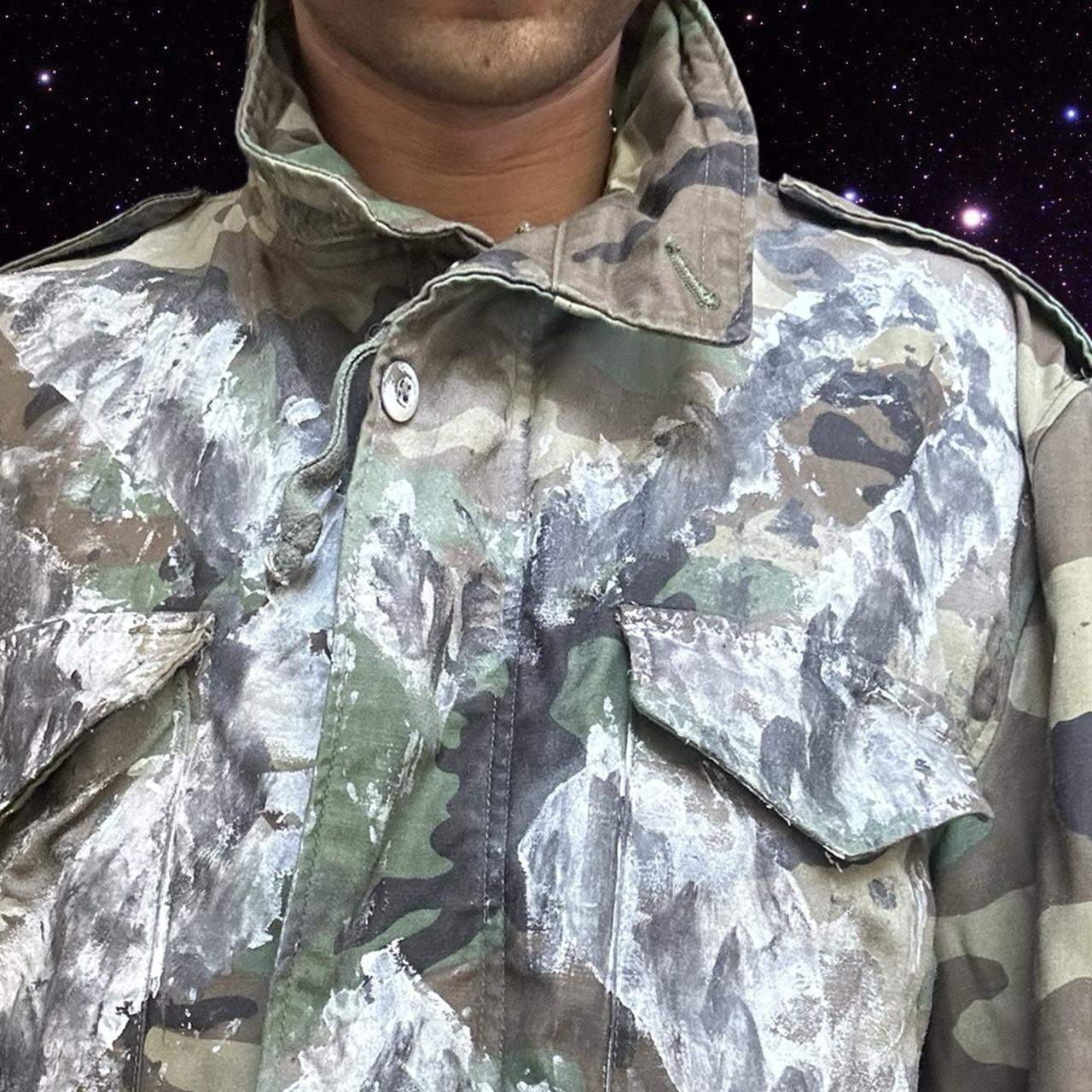 ASTROBOI* 'X Marks The Spot' Oversized Painted Camouflage Jacket - close up 2
