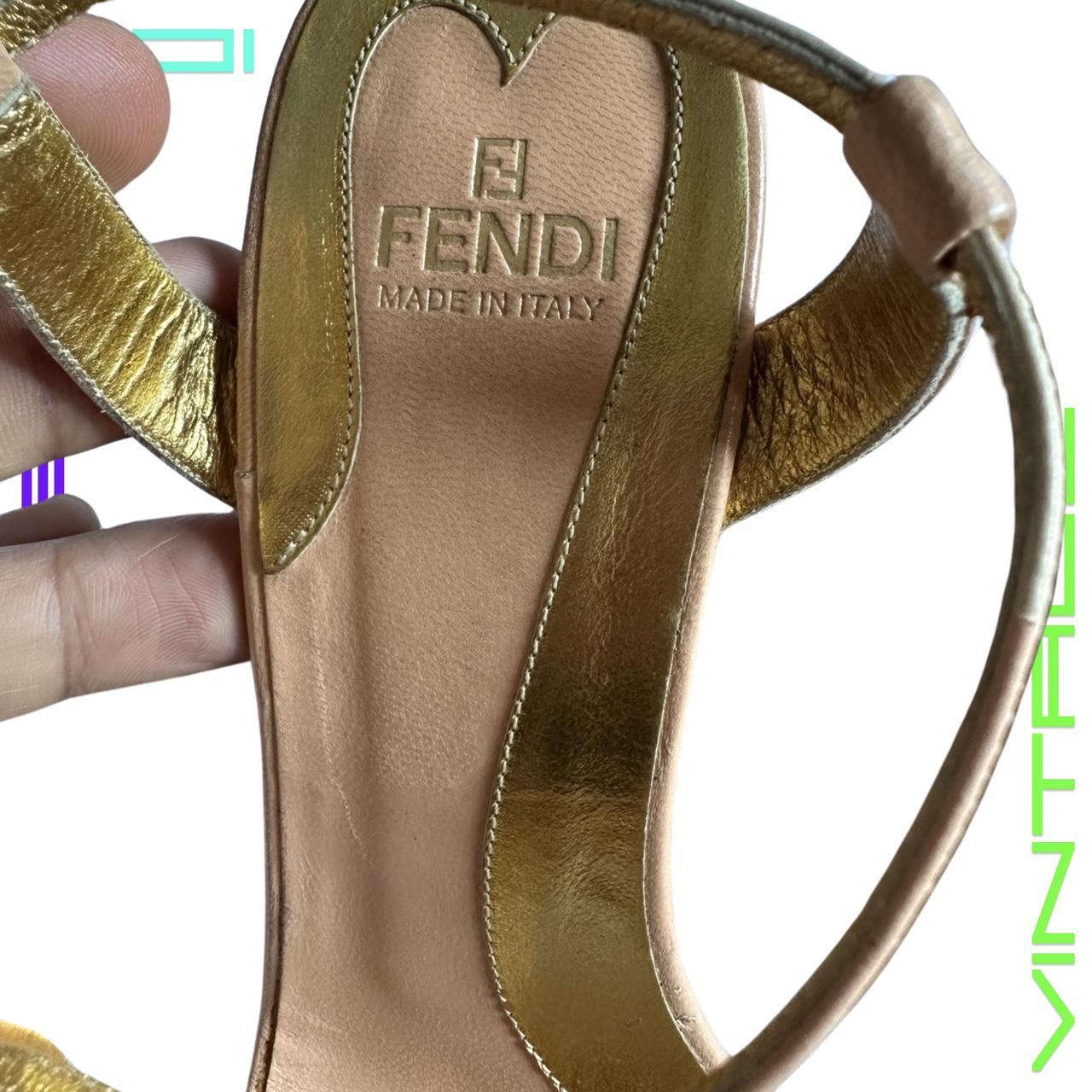 VINTAGE FENDI ART DECO WEDGES_ GOLD_ 38.5