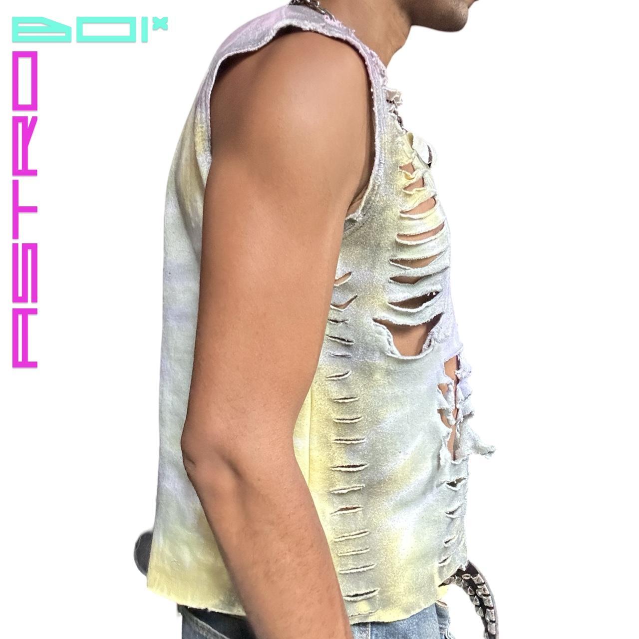 ASTROBOI* GRUNGE PINK CANDY COATED SLEEVELESS SWEATSHIRT _ MEDIUM