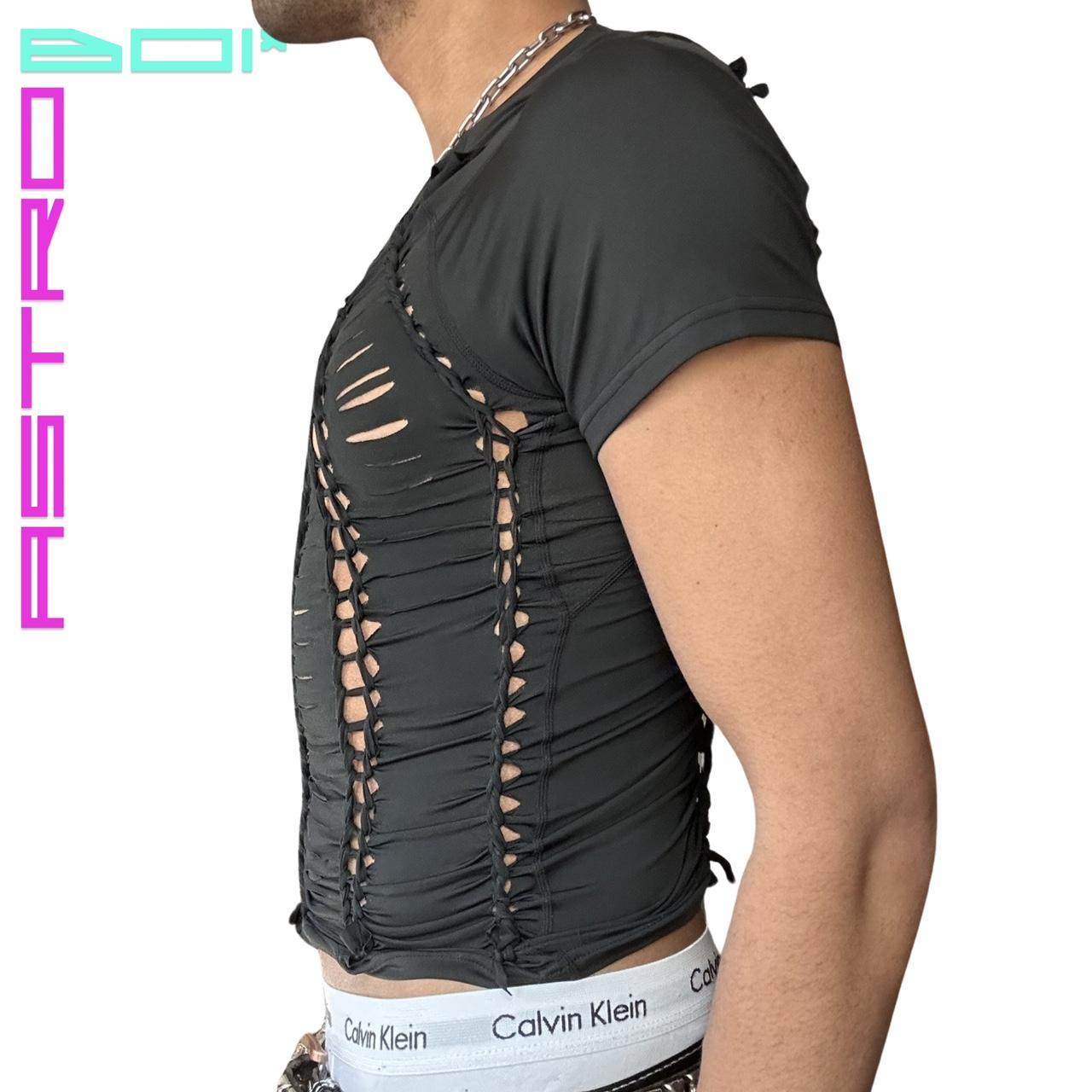 ASTROBOI 'LINES' BLACK BRAIDED COMPRESSION SHIRT