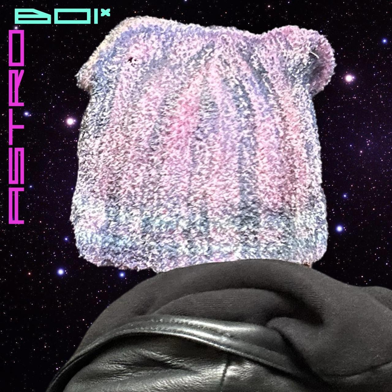 ASTROBOI* 'PIXIE WASTELAND' PINK CHENILLE RIBBED RHINESTONE BEANIE