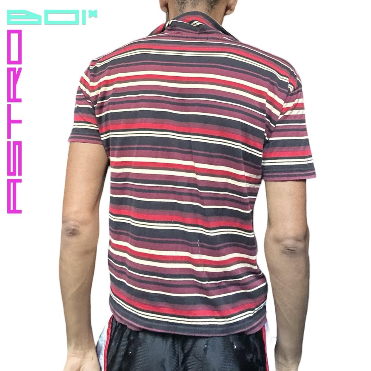 VINTAGE ISSEY MIYAKE MEN STRIPED COTTON POLO_ SMALL