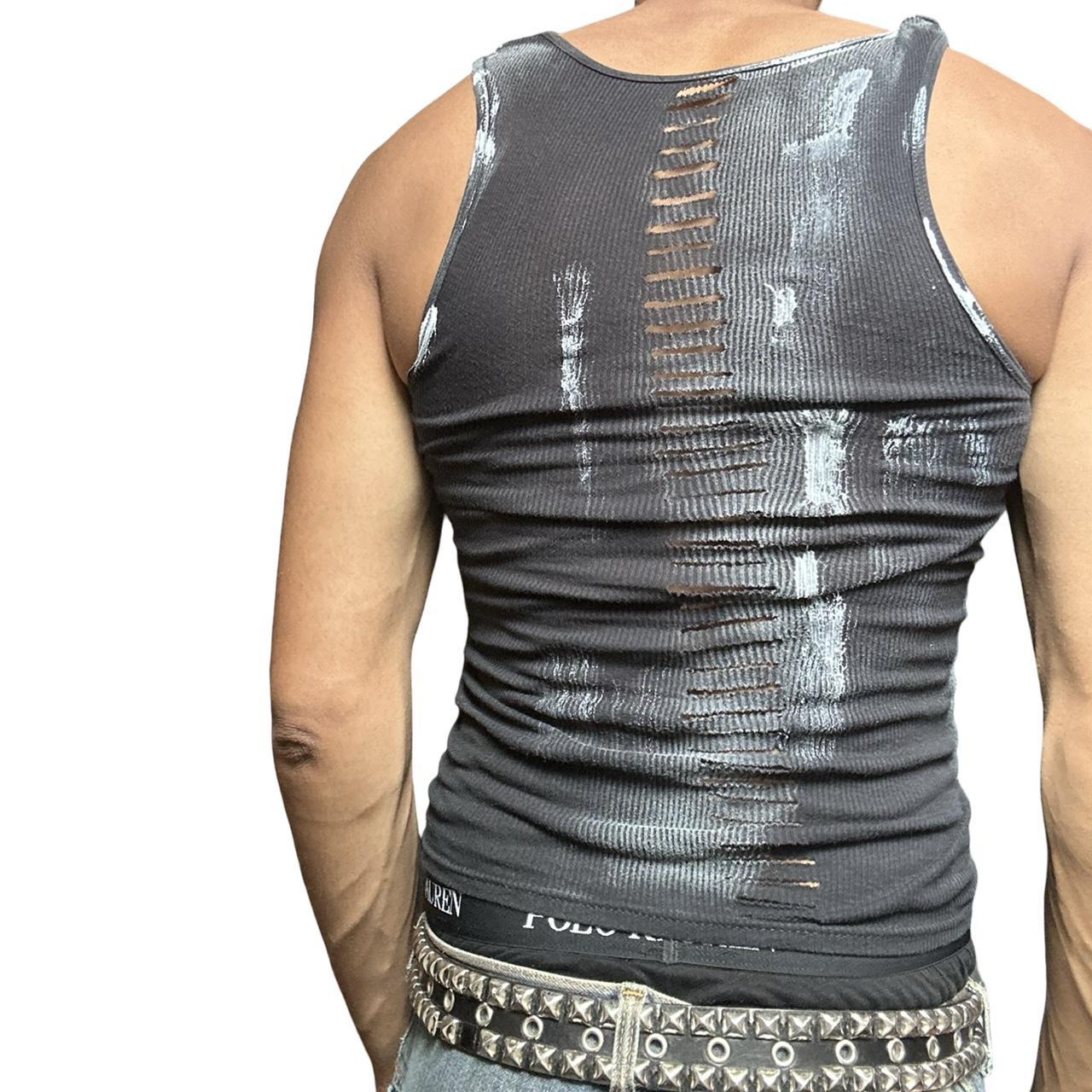 ASTROBOI* x Gildan 'White Out' Black & White Painted Twist Braided Tank Top - back