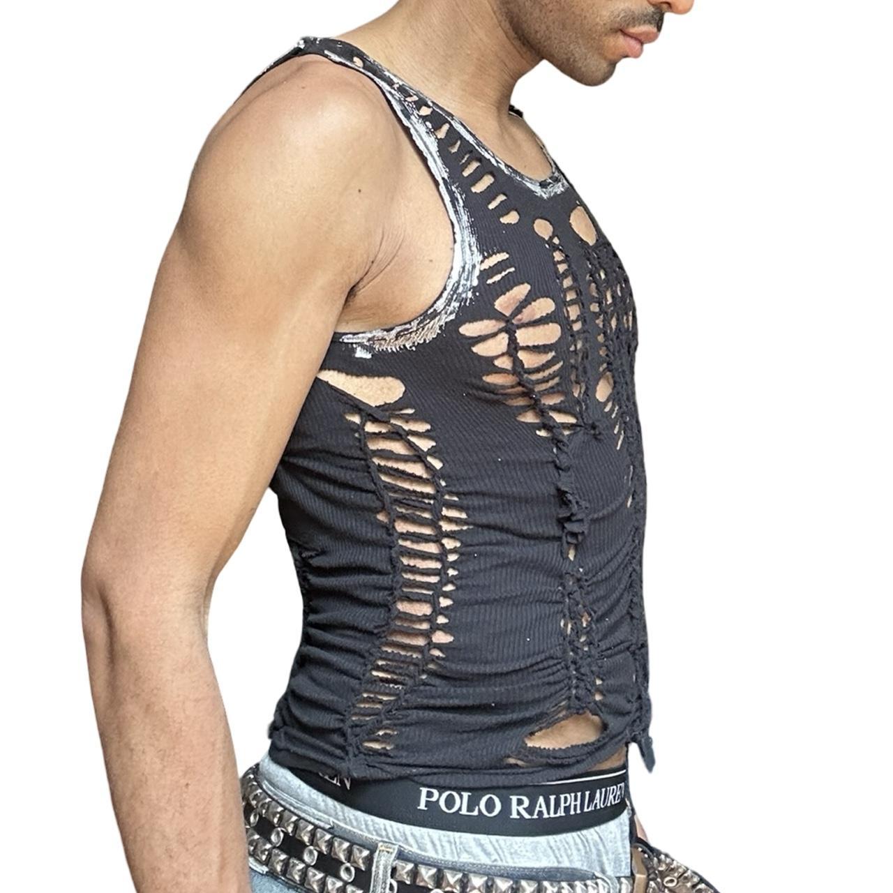 ASTROBOI* 'Zinc' Silver Foiled Black Braided Twist Tank Top – right