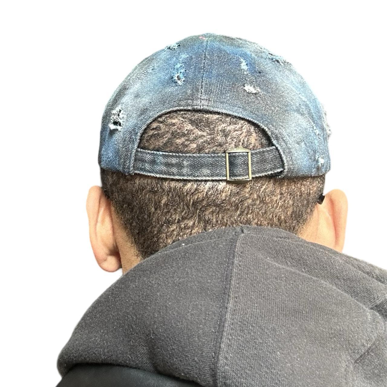 ASTROBOI* NYC Distressed & Deconstructed Black Denim Resin Hat, back