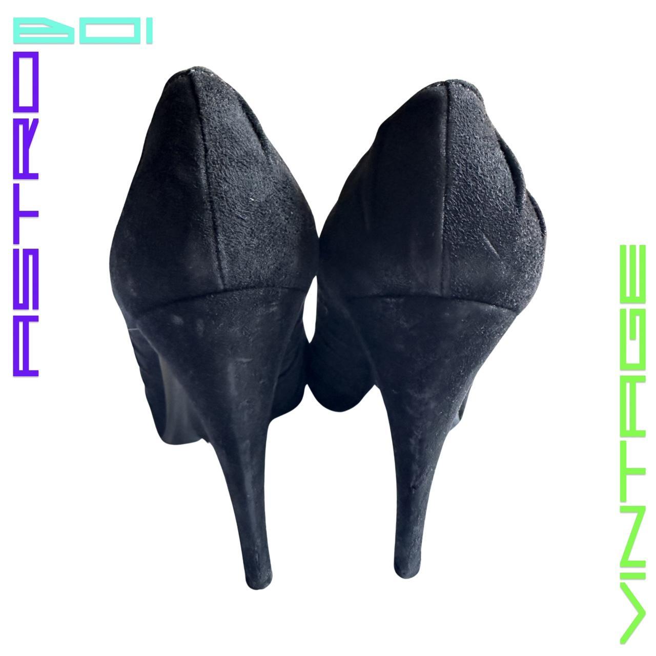 VINTAGE PRADA BLACK SUEDE RUCHED HEELS_ 38.5