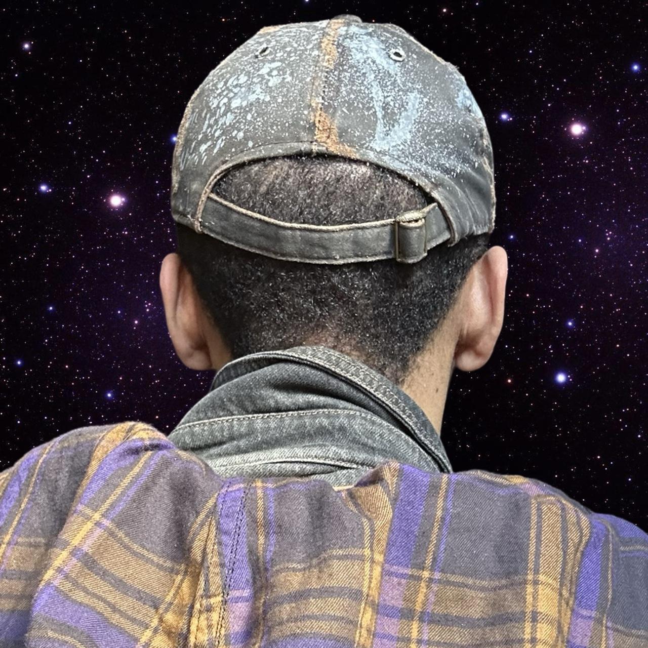 ASTROBOI* Paint Splatter & Pierced Brown Leather Resin Hat , back