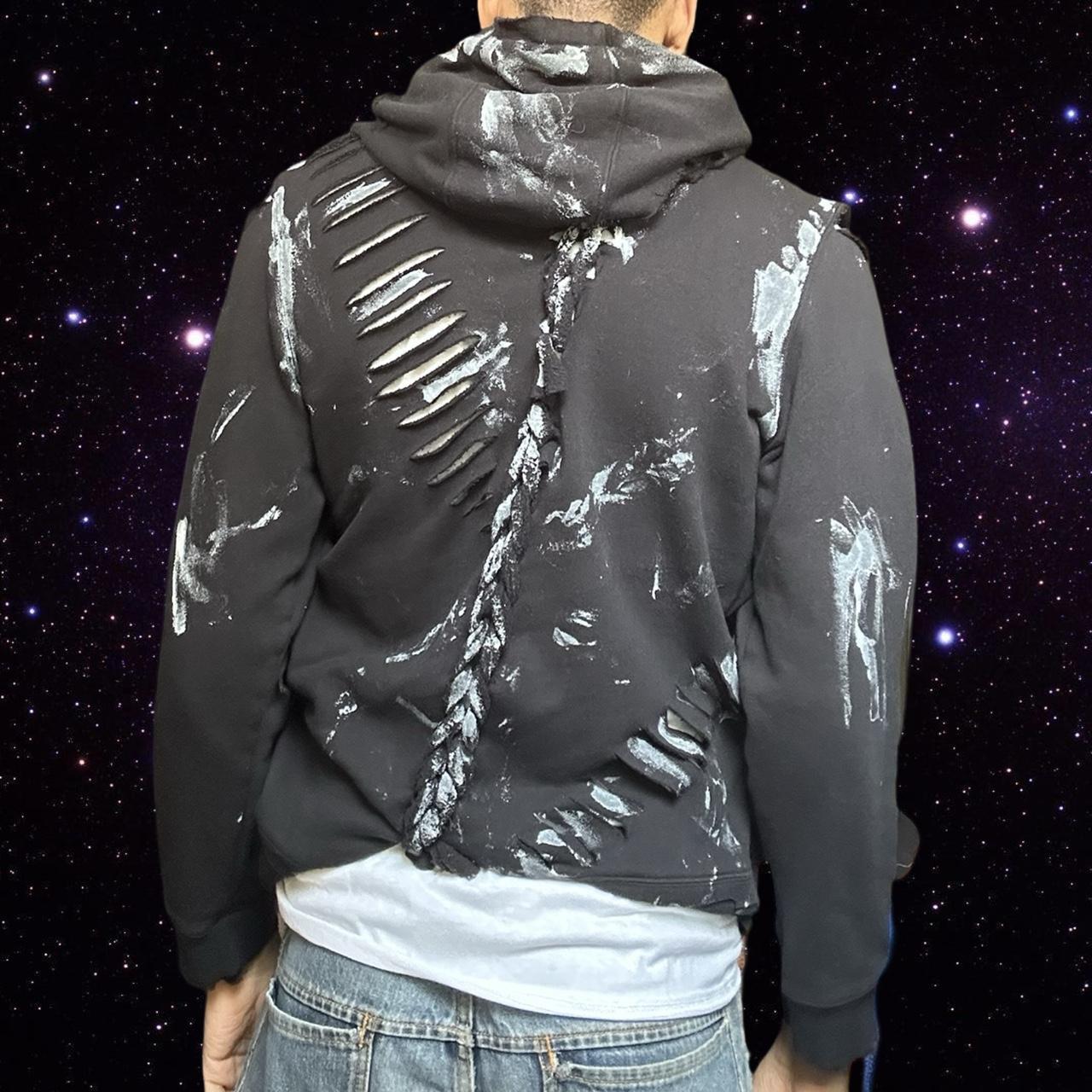 ASTROBOI* Black Braided & Deconstructed Painted Sweatshirt - back