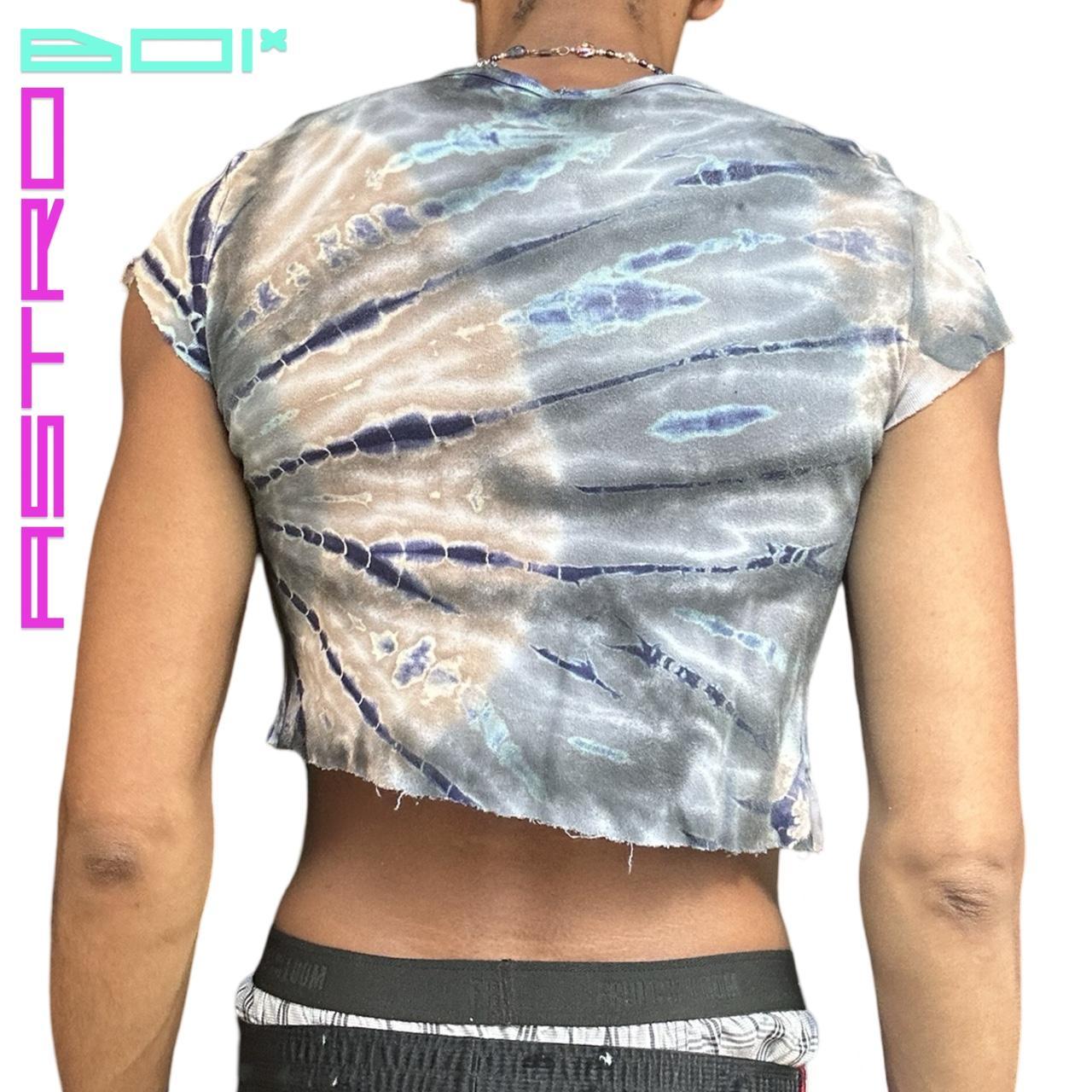 ASTROBOI* BLUE TIE DYE CUT OUT METALLIC PAINTED CROP TOP _ LARGE