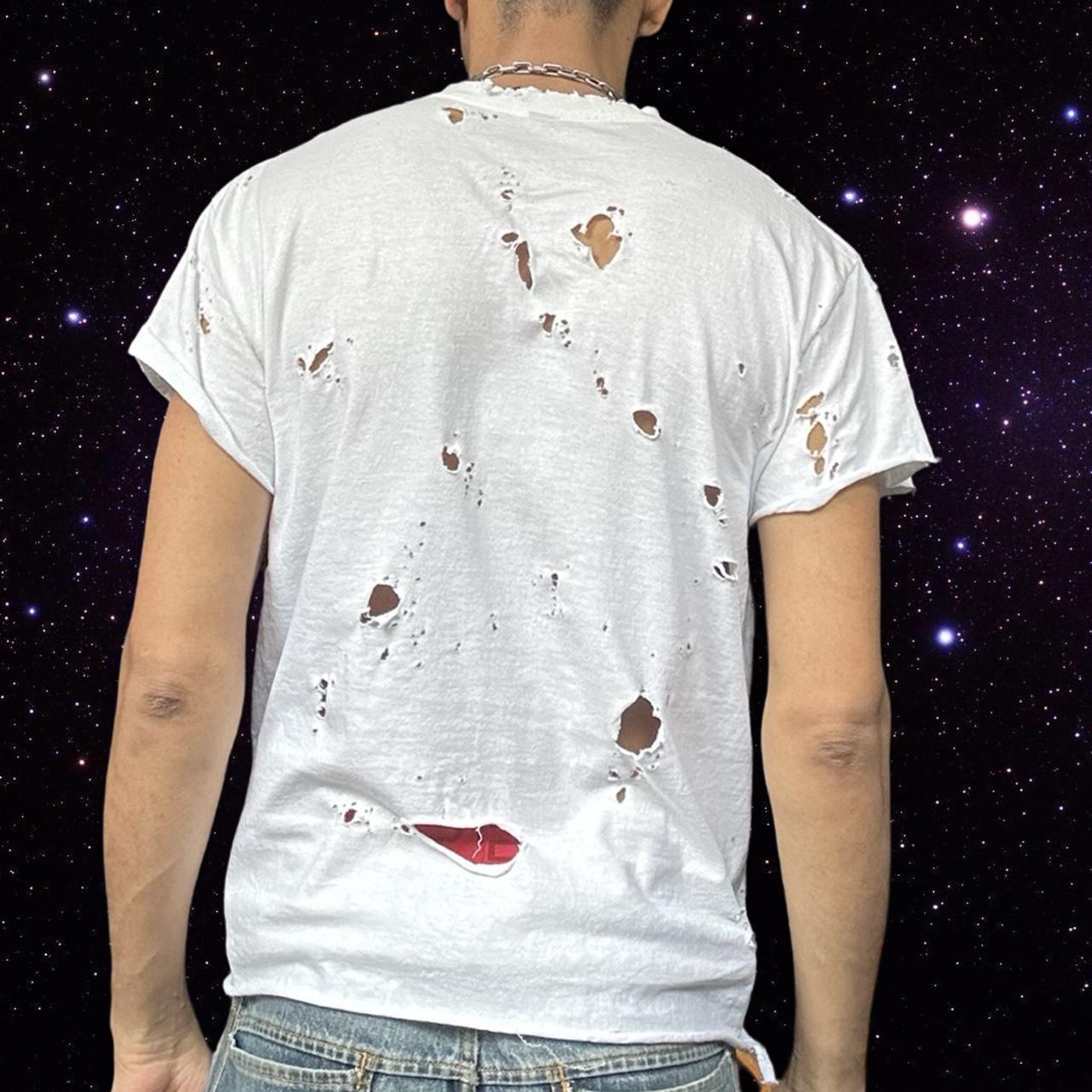 ASTROBOI* x Gildan Perfect White Ripped Grunge Heavyweight T-shirt - back
